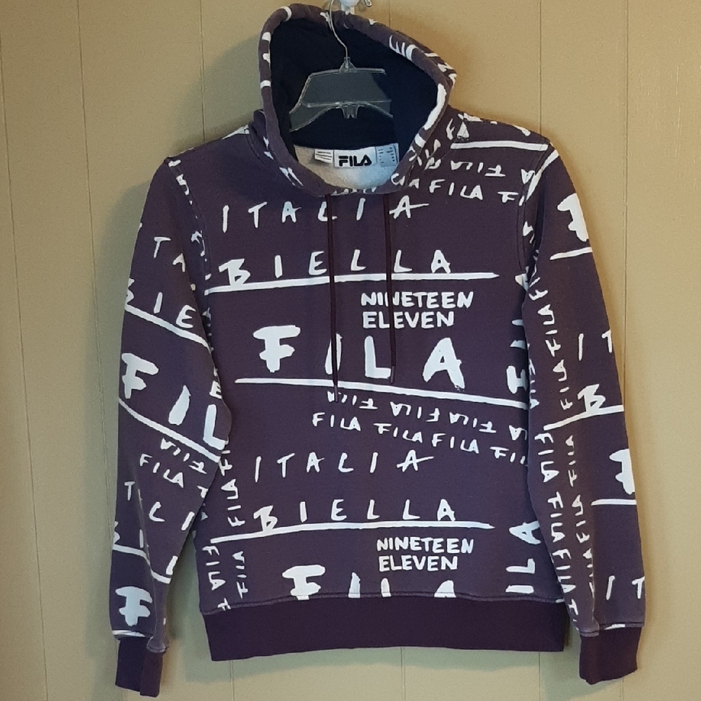 Fila Women's XL Hoodie Lavender Purple with White Graphics Fleece Lined